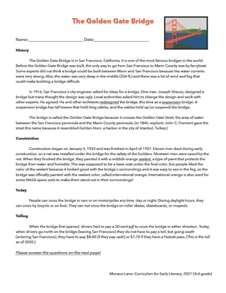 The Golden Gate Bridge Comprehension Worksheet – cover
