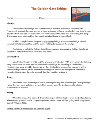 The Golden Gate Bridge Comprehension Worksheet – sample page 3
