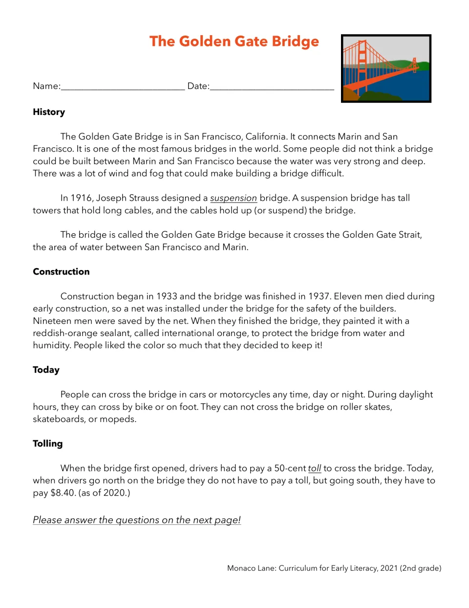 Shorter Golden Gate passage on the suspension design, 1933 to 1937 construction, crossing rules and the $8.40 toll