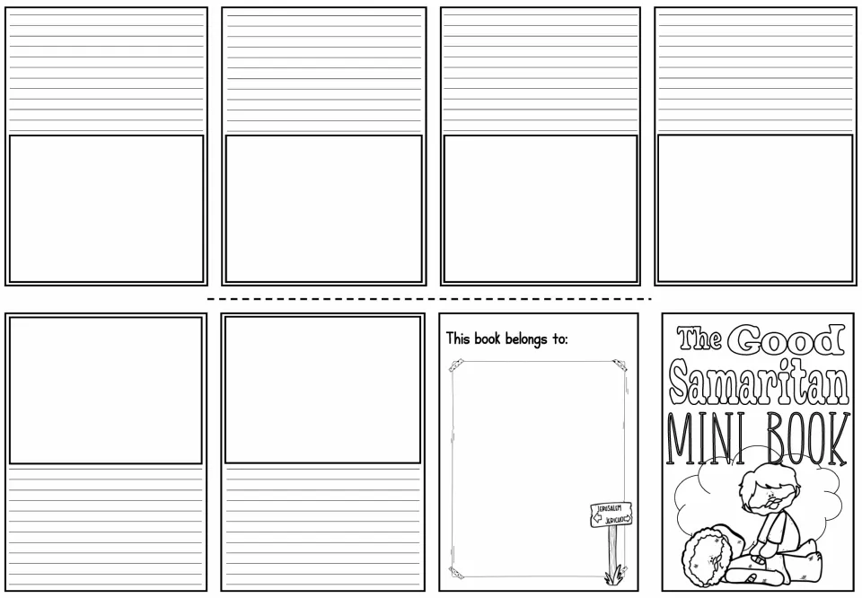 Blank parable booklet: students draw a picture and write a sentence on each page to create their own retelling