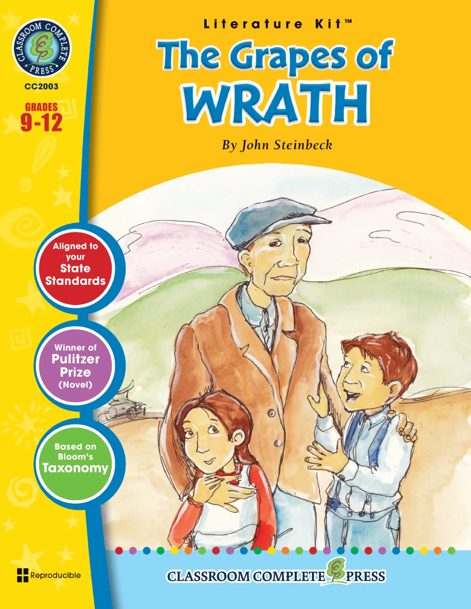 Literature kit cover identifying John Steinbeck as the novel's author and grades 9–12 as the audience