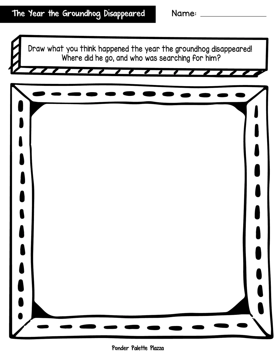 Drawing companion to the writing prompt: show where the missing groundhog went and who was searching for him.