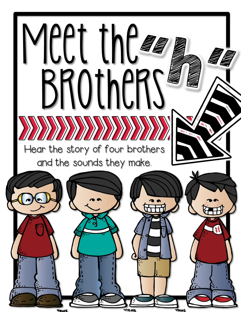 Meet the "h" Brothers cover: a story of four brothers and the sounds they make, showing the four cartoon brothers
