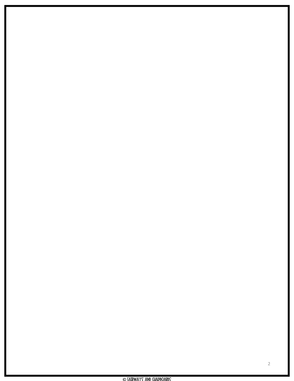 Blank page 2 with no activity, only the page number and the Fairways and Chalkboards copyright line