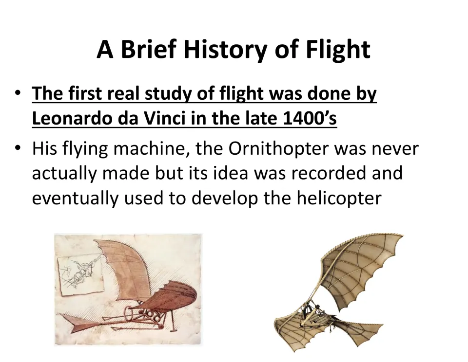 Leonardo da Vinci's ornithopter: notes on the first real study of flight in the late 1400s and its link to the helicopter