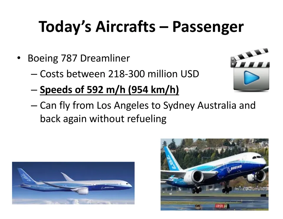 Passenger aircraft today: Boeing 787 Dreamliner cost, 592 mph speed and LA to Sydney round trip without refueling