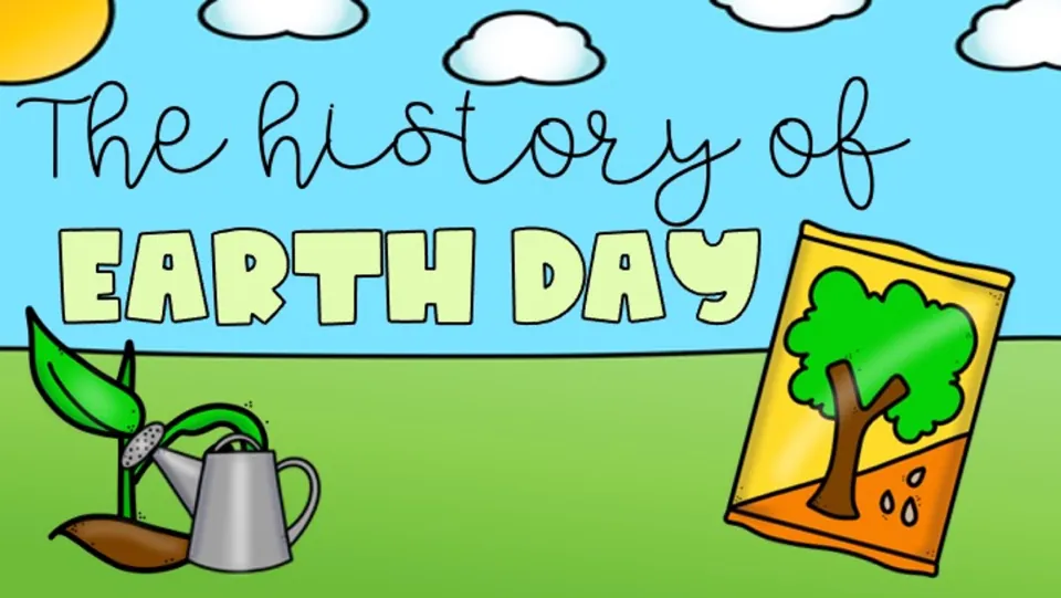 Cover of The History of Earth Day Game, introducing the topic for an interactive reading and question activity