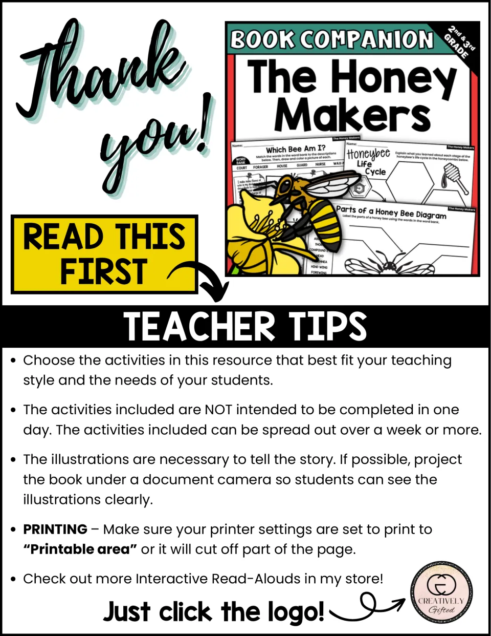 Teacher tips for the book companion explain activity selection, pacing, viewing illustrations, and printing.