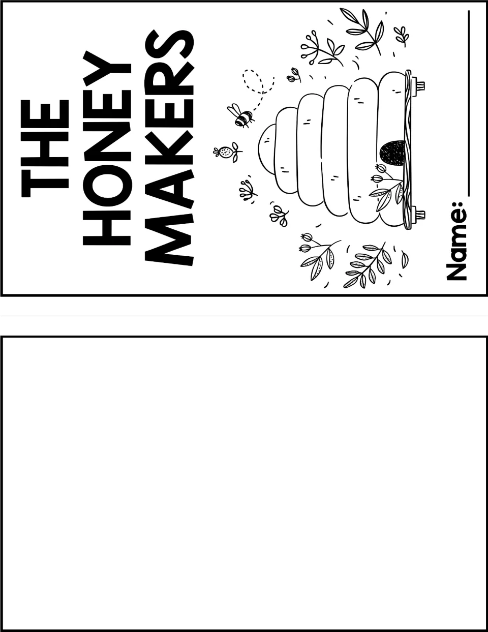 Student notes booklet cover includes the book title, a beehive illustration, and a place for the student's name.
