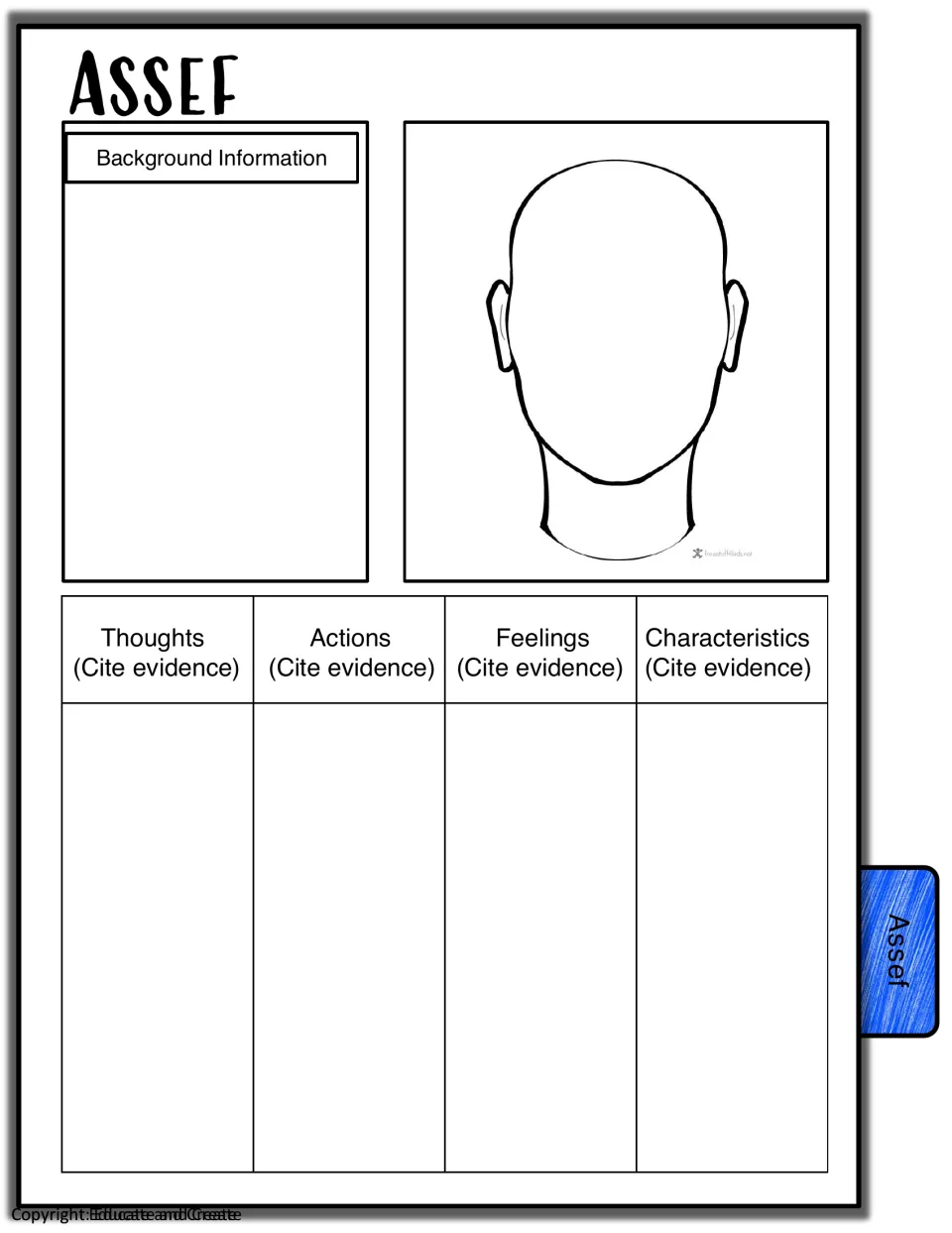 Assef characterization: students record background, sketch his face and cite evidence of his actions and characteristics