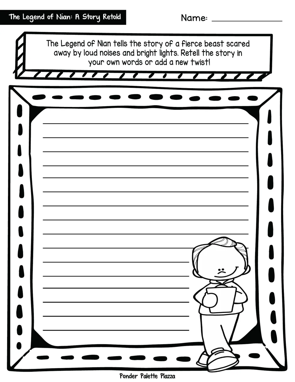Nian story retelling: students rewrite the legend of the beast scared off by loud noise and light, or add a new twist