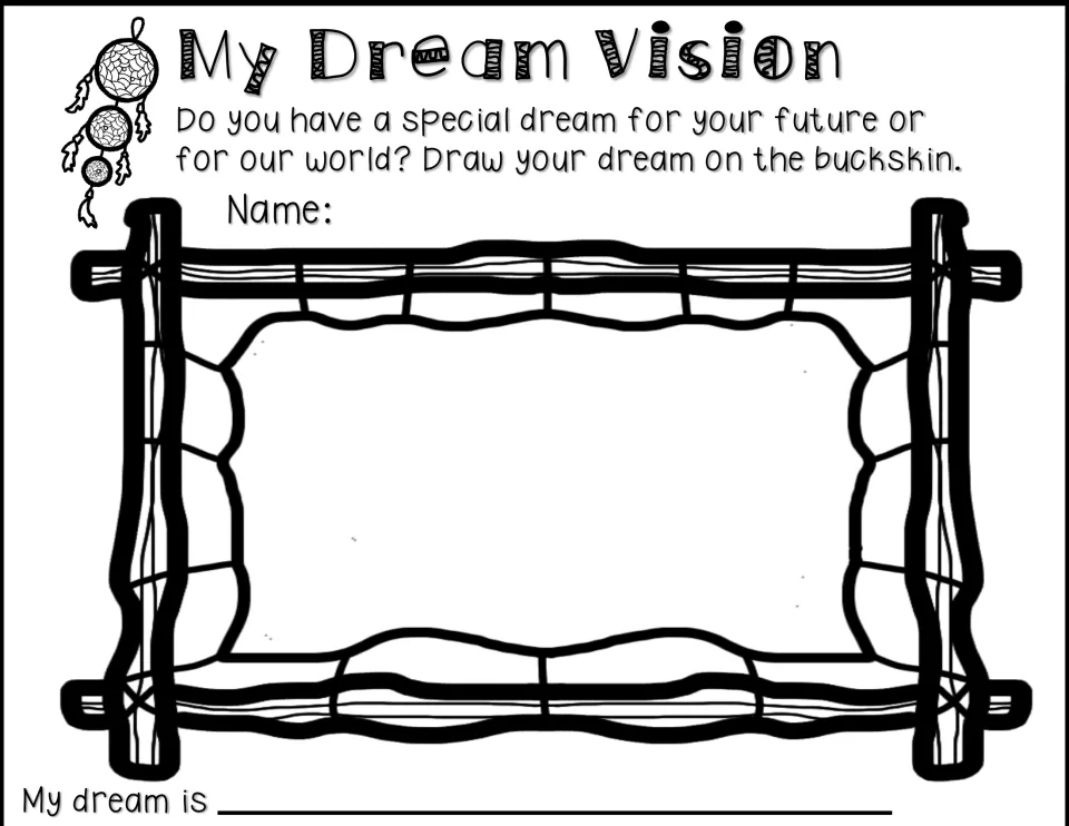 My Dream Vision drawing activity asks for a dream for the future or the world and begins “My dream is.”
