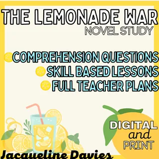 The Lemonade War Novel Study & Comprehension Activities – cover