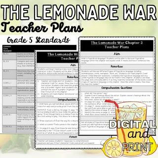 The Lemonade War Novel Study & Comprehension Activities – sample page 2