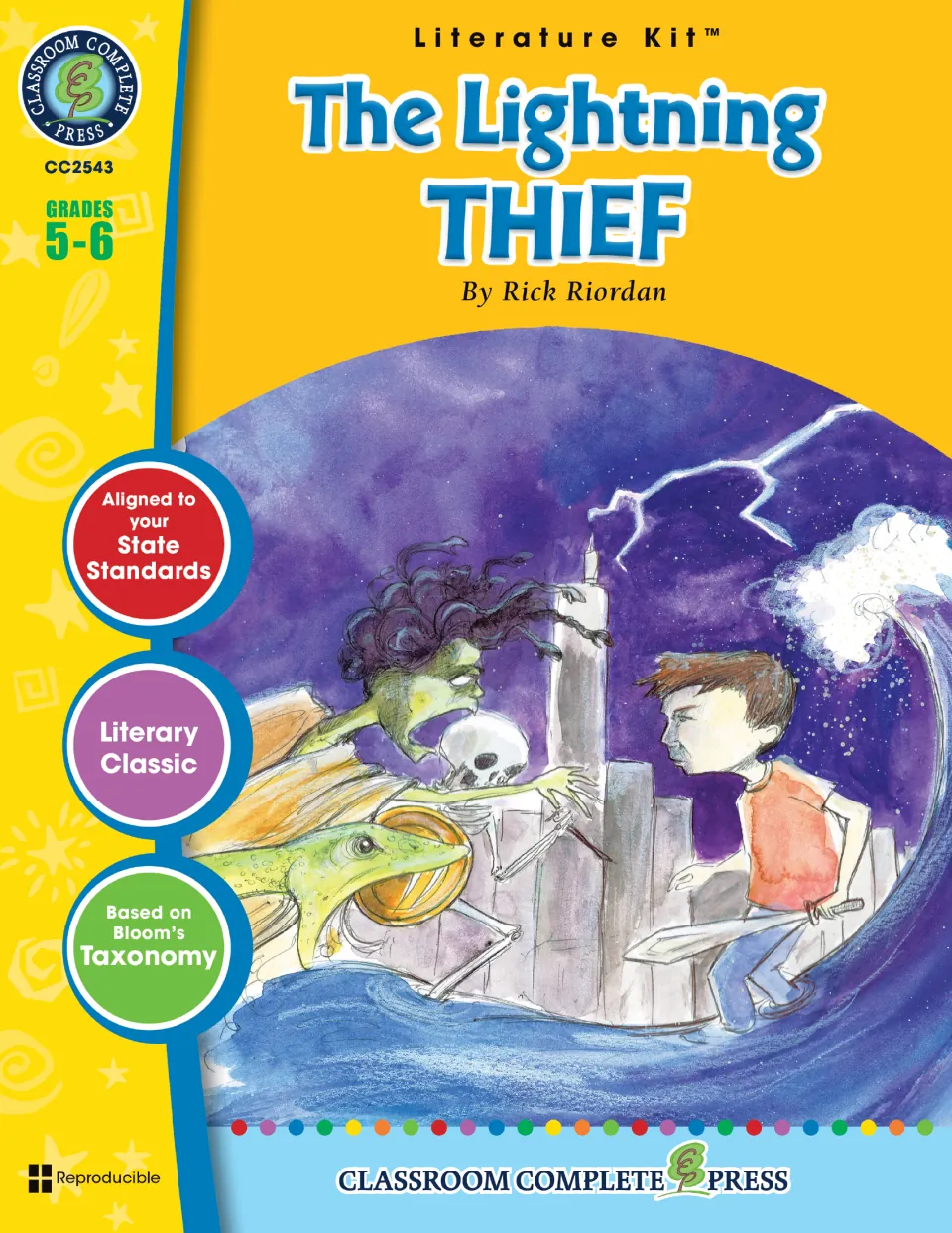 Cover of The Lightning Thief literature kit for grades 5–6, based on Rick Riordan's novel, item CC2543