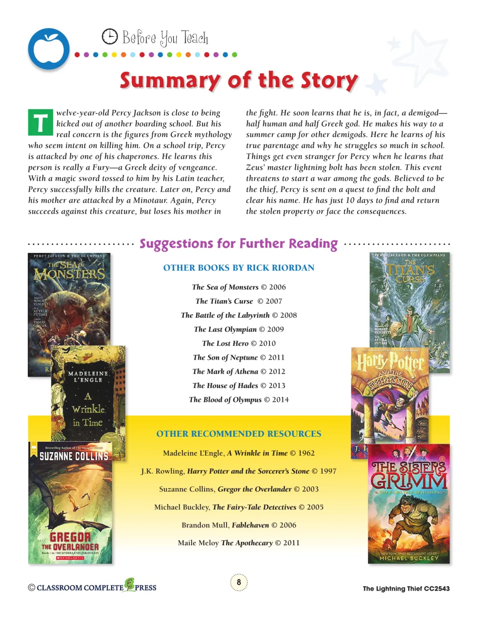 Story summary follows Percy discovering his demigod identity and seeking Zeus's stolen bolt to clear his name