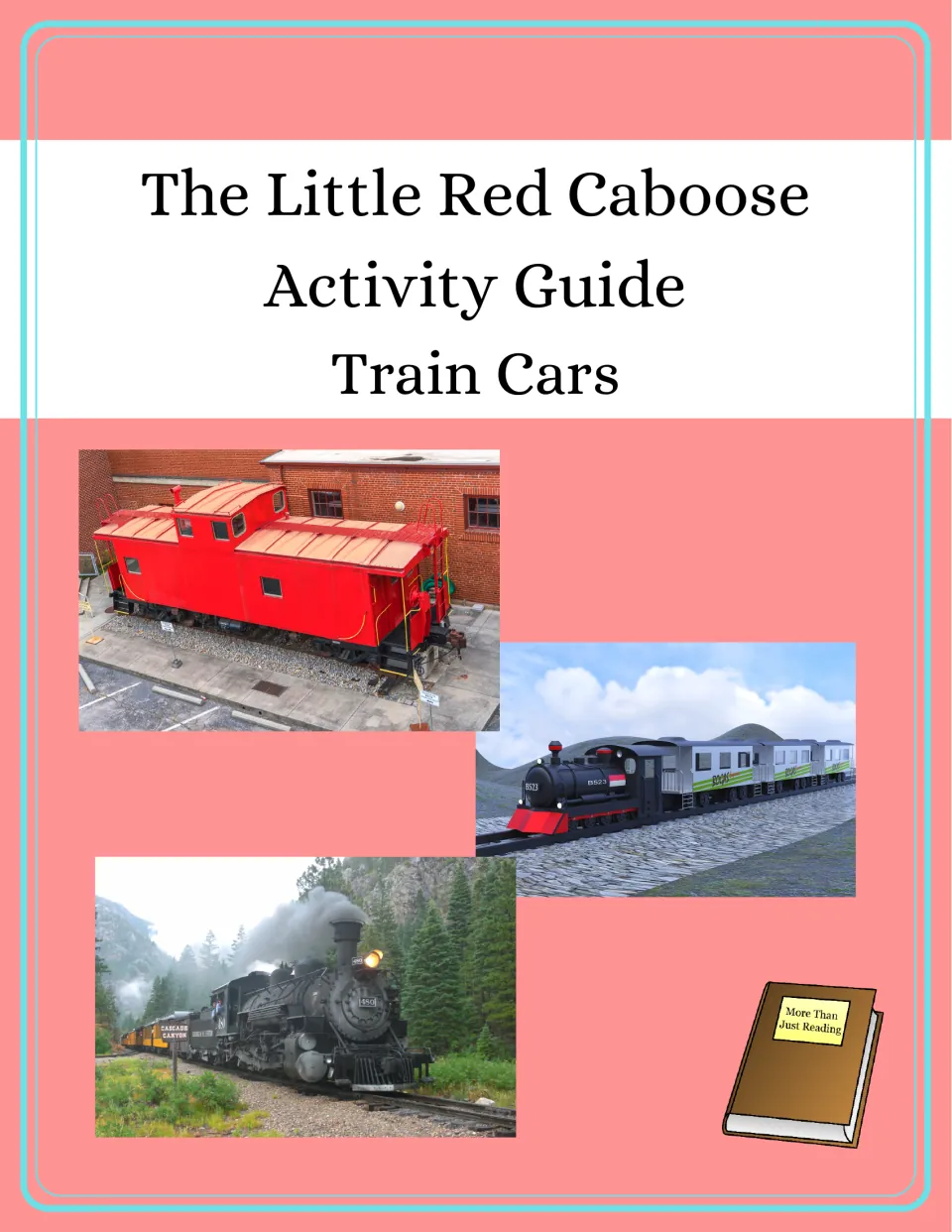 Cover of The Little Red Caboose Activity Guide: Train Cars, featuring a red caboose and two trains