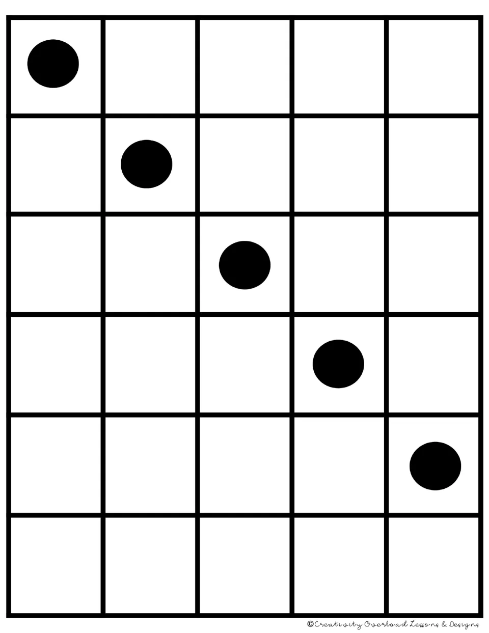 Lottery slips to cut and fold: 30 slips, five marked with a black dot, for students to draw in the simulation
