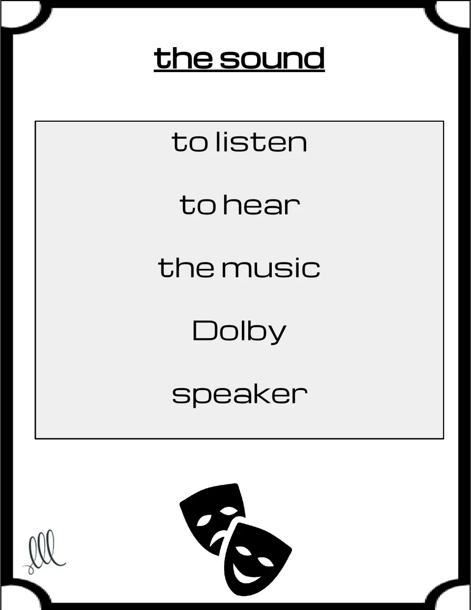 Taboo card for the sound: students hint at it without saying to listen, to hear, the music, Dolby or speaker
