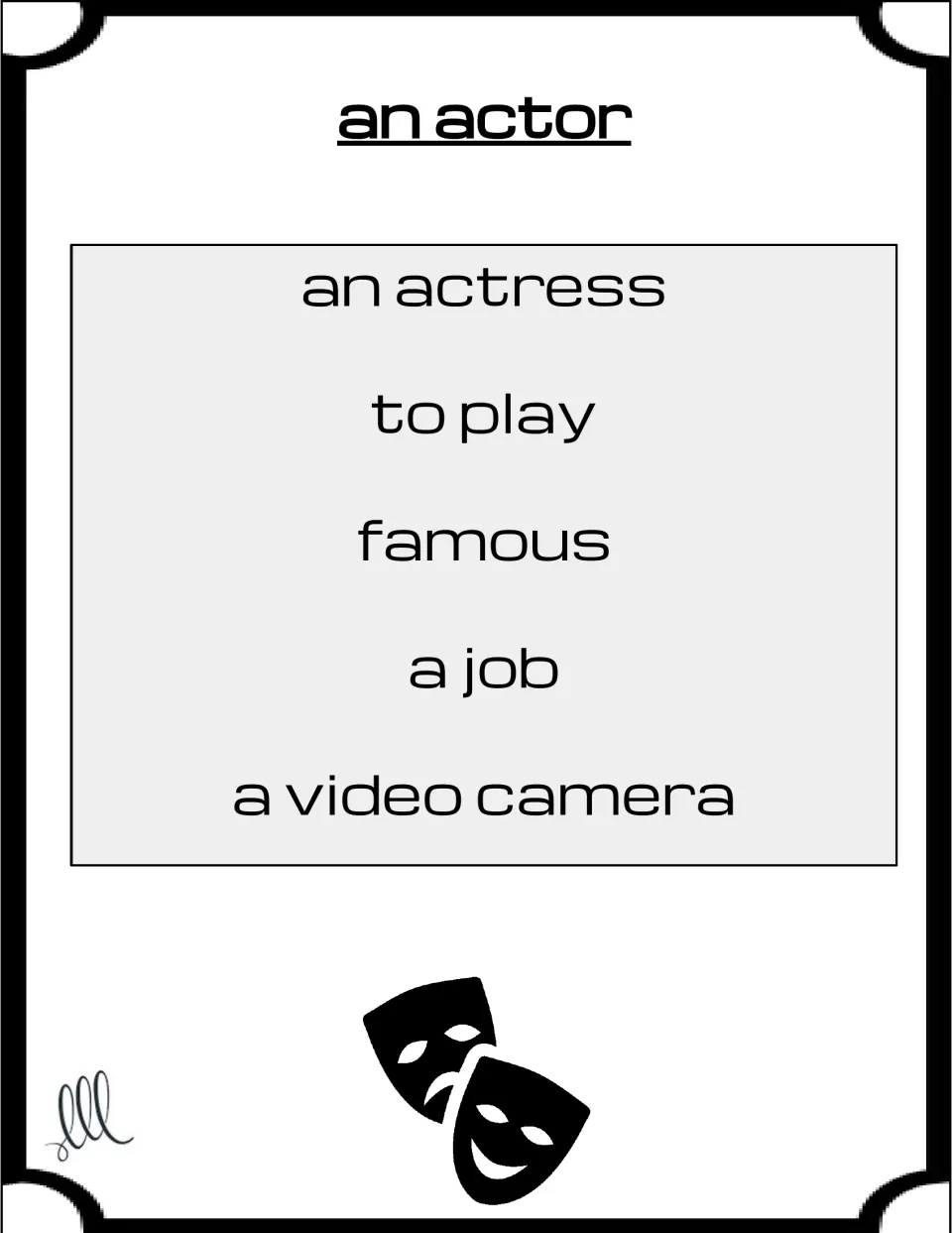 Taboo card for an actor: students describe the job without an actress, to play, famous, a job or a video camera