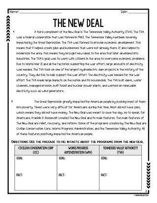 The New Deal – Reading Packet for 5th Grade – sample page 3