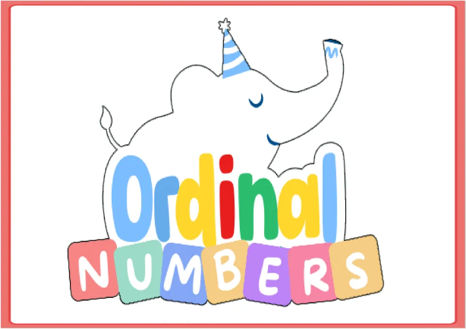 Cover of the ordinal numbers flashcard resource, introducing the set of 10 cards from first through tenth