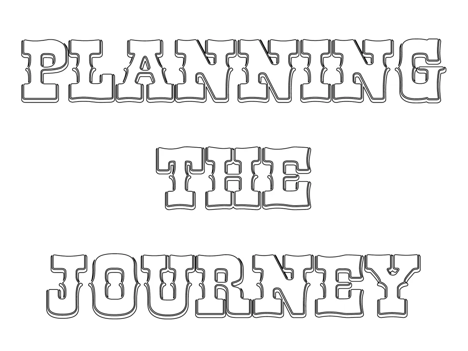 Planning the Journey section title in large western-style outline lettering, opening the first part of the unit