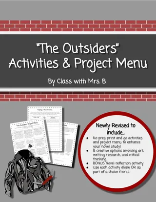"The Outsiders" Activities + Project Menu – cover