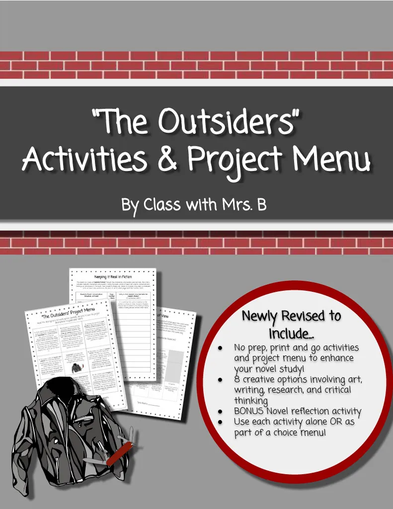"The Outsiders" Activities + Project Menu – cover
