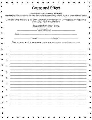 "The Outsiders" Activities + Project Menu – sample page 3