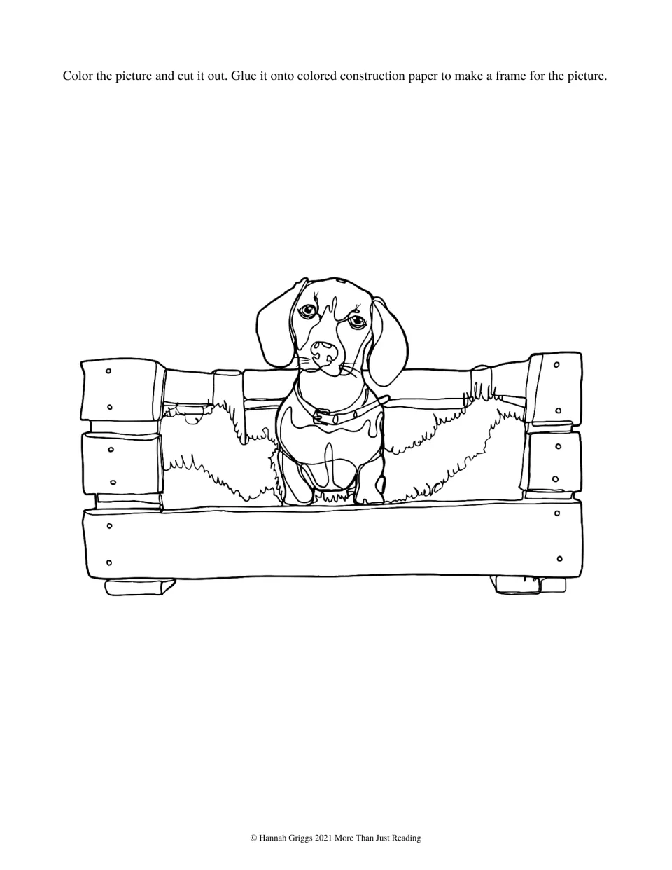 Puppy coloring craft for the touch guide asks students to color, cut out, and glue the picture onto construction paper