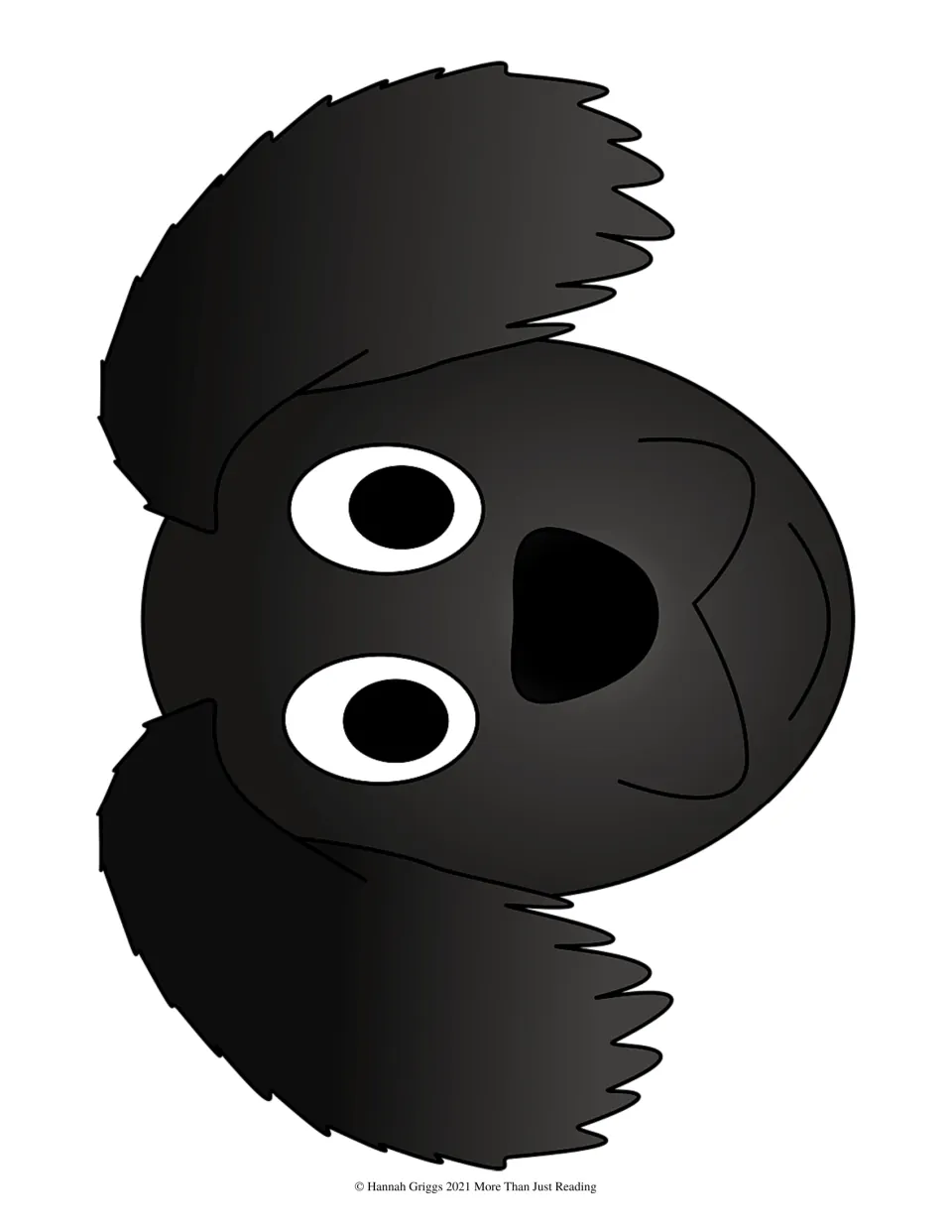 Gray dog face template is the grayscale version for cutting out and gluing onto the paper plate mask