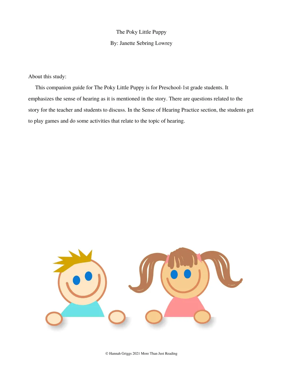 Guide introduction for preschool through first grade describes story discussion and hearing games and activities