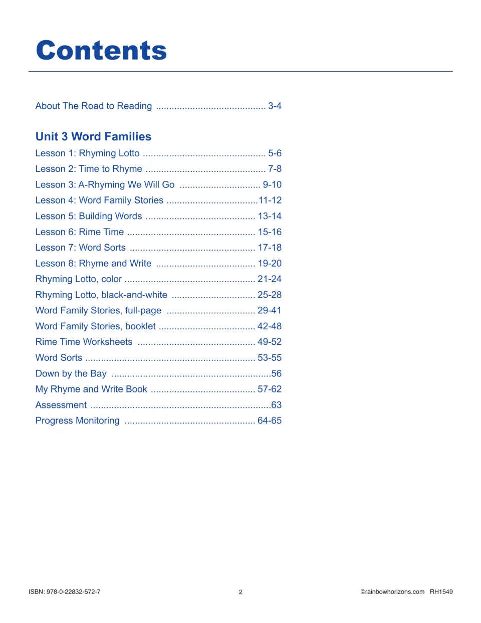 Contents lists eight word families lessons, reproducible games and stories, assessment, and progress monitoring