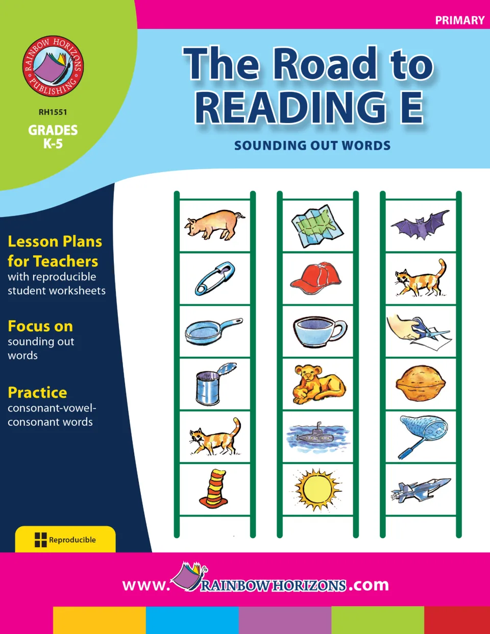 Road to Reading E cover: Sounding Out Words lesson plans and reproducible worksheets for consonant-vowel-consonant words