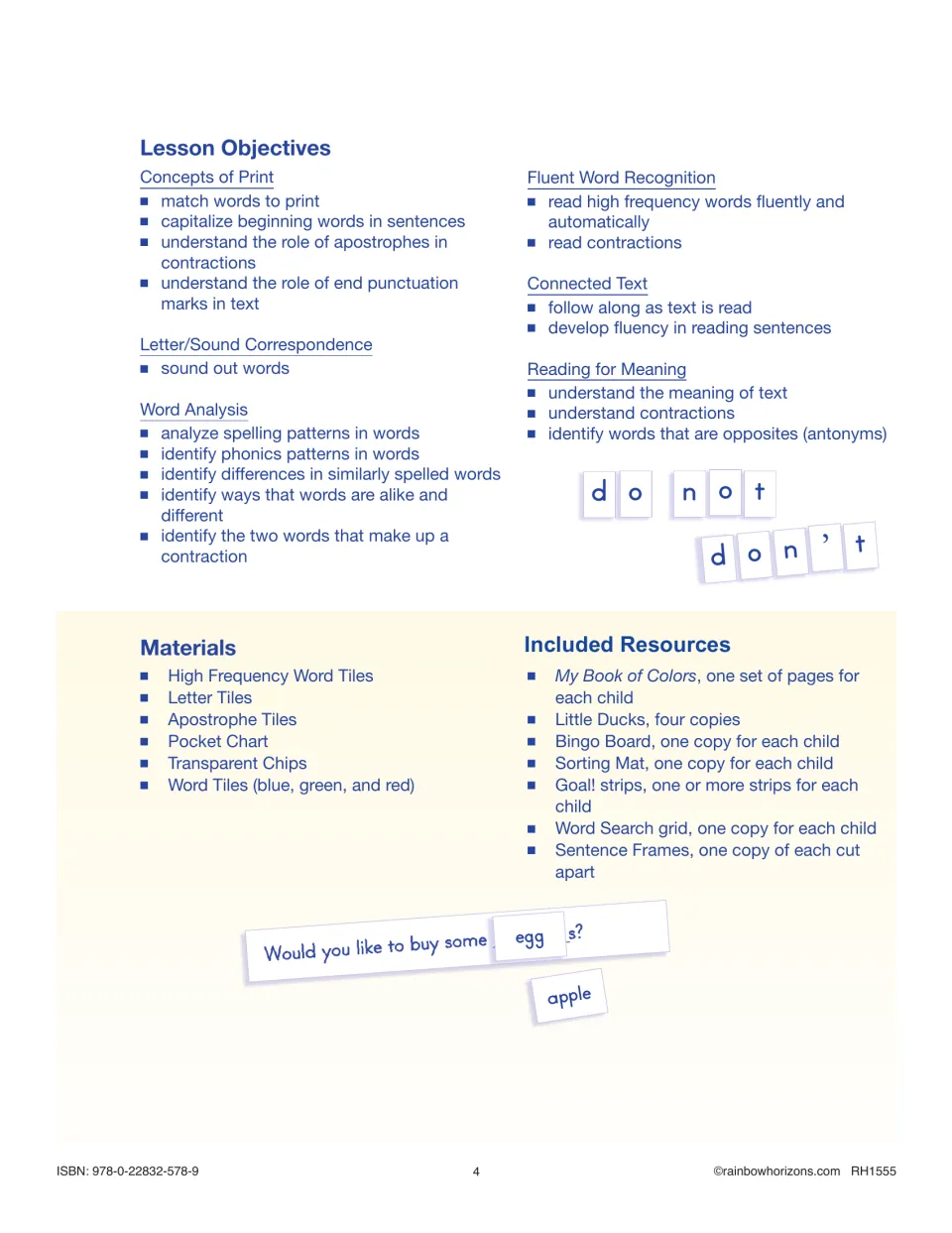 Unit 9 lesson objectives by strand, with materials such as word and letter tiles and resources like the Bingo Board