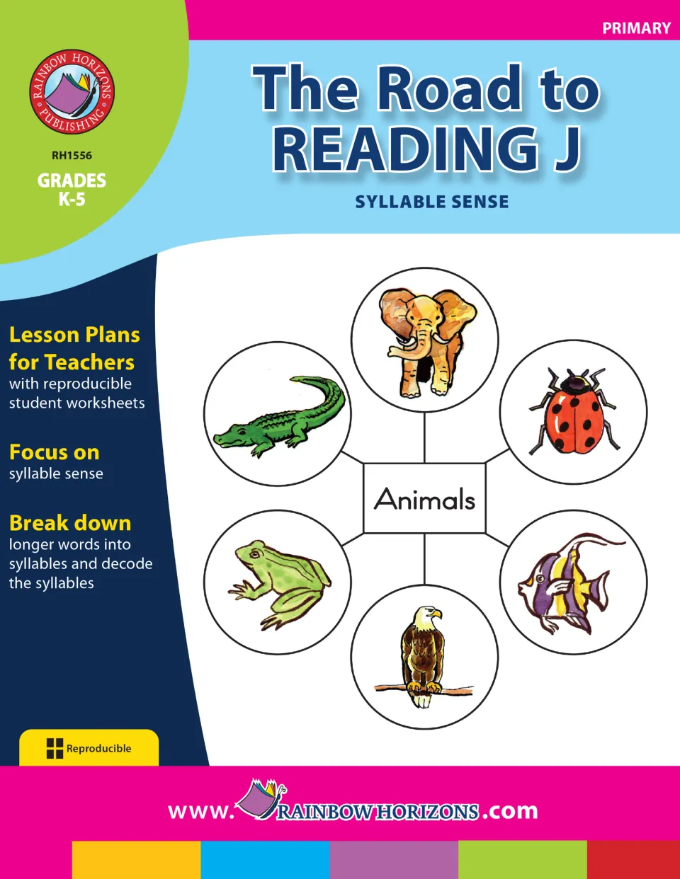 The Road to Reading J - Syllable Sense cover: lesson plans and student worksheets for breaking long words into syllables