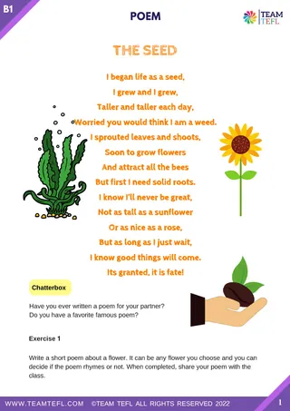 The Seed Poem Intermediate Lesson Plan – cover