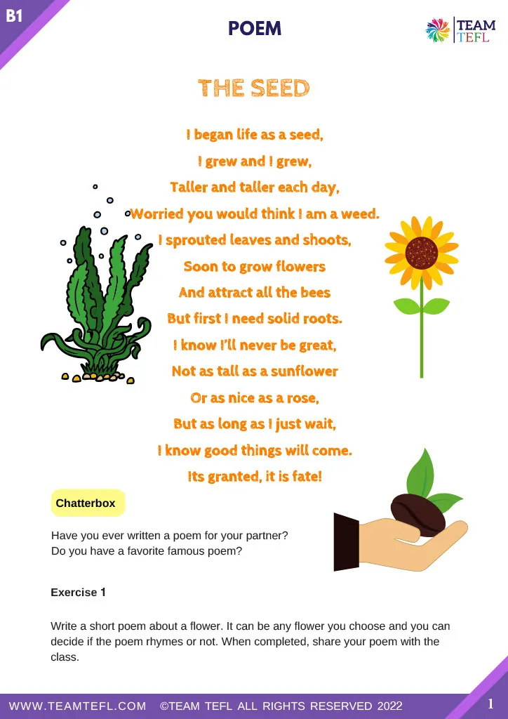 The Seed Poem Intermediate Lesson Plan – cover