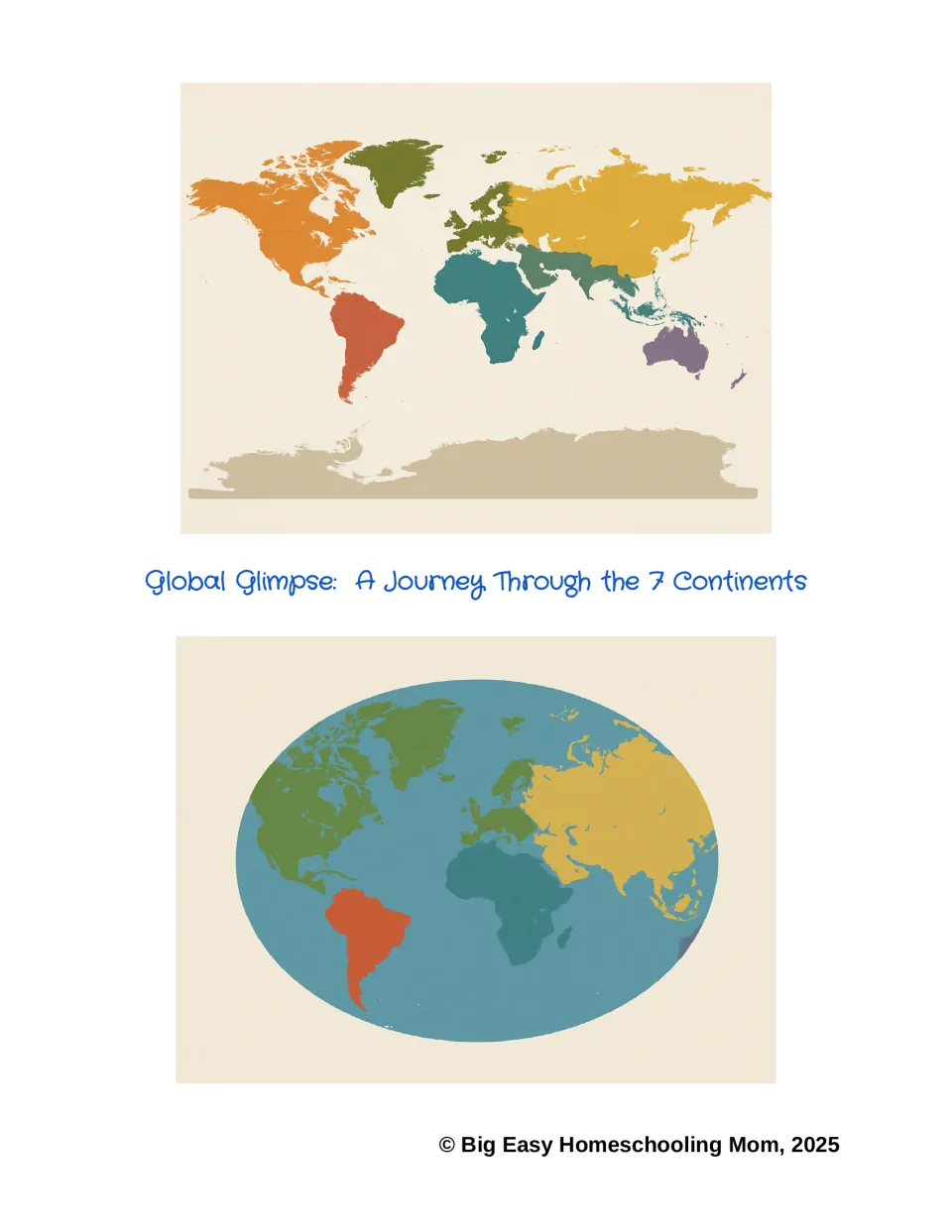 Cover of the seven-continent reading packet, titled 'Global Glimpse: A Journey Through the 7 Continents'