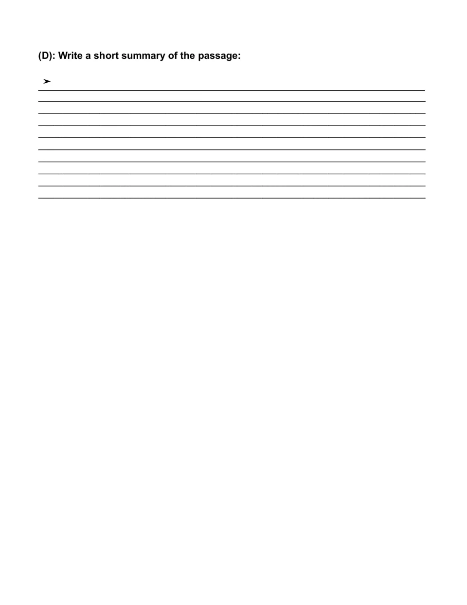 Spice trade passage summary: students write a short summary of the whole reading as the final written task, part D