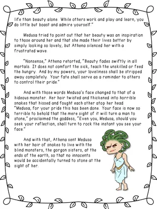 Medusa and Athena – Greek Myth Activity Packet – sample page 2