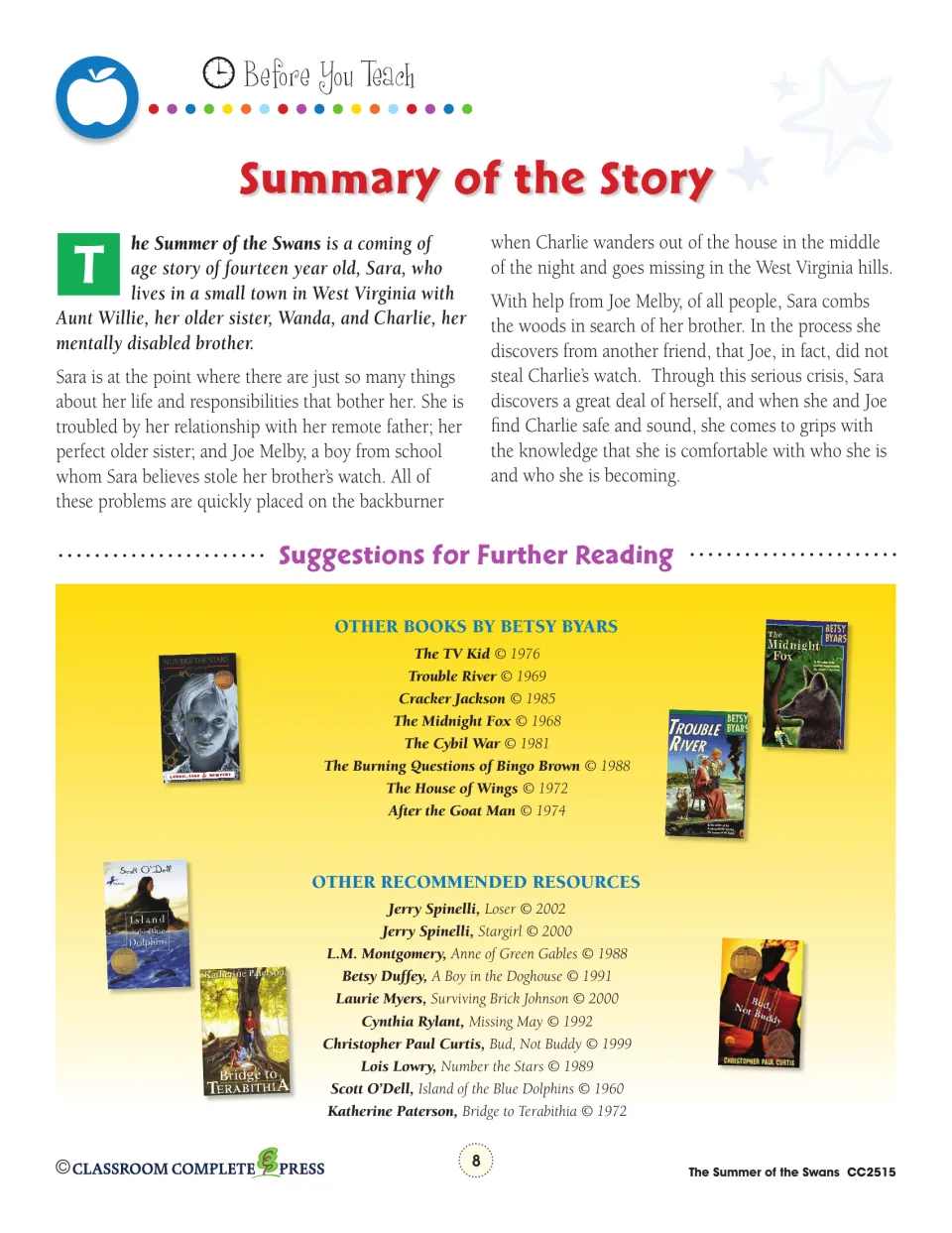 Summary of the story about 14-year-old Sara in West Virginia and her brother Charlie, plus a further reading list