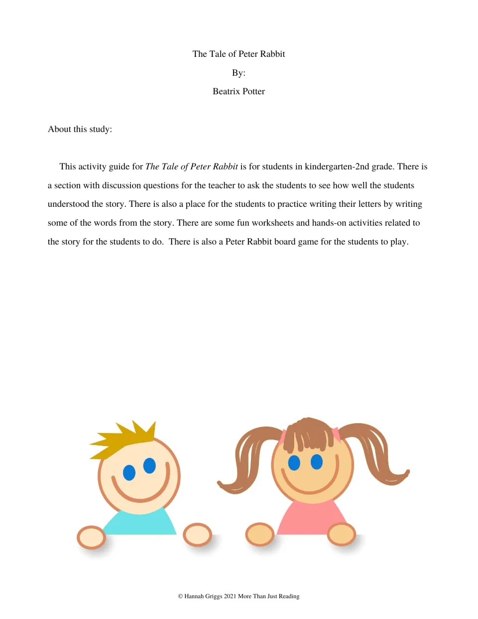 Activity guide introduction for kindergarten–second grade describing discussion, writing, crafts, and a board game