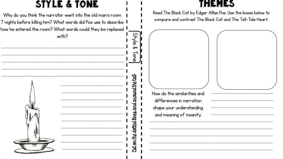Word choice and comparison: students rework Poe's room-entry words and compare The Black Cat's narration on insanity