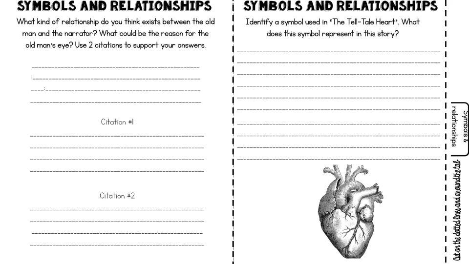 Symbols and relationships: students analyse the narrator's tie to the old man and his eye, then interpret a symbol