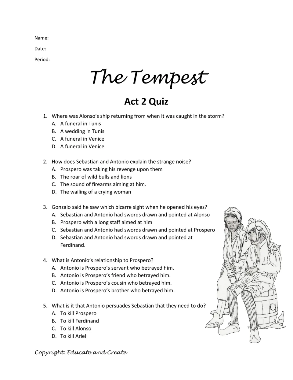 Tempest Act 2 recall: five multiple-choice questions on the storm, Antonio's betrayal and the plot to kill Alonso