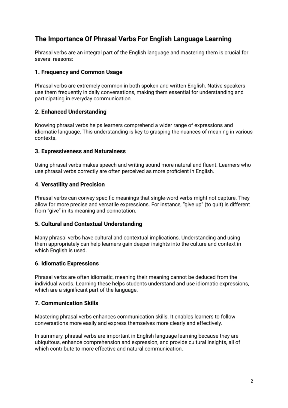 Why phrasal verbs matter: seven reasons for English learners, from frequency and idioms to natural, precise communication