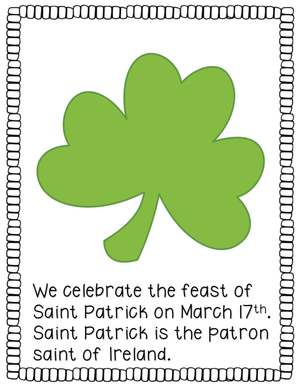 Story opening introduces March 17 as Saint Patrick's feast day and names him the patron saint of Ireland