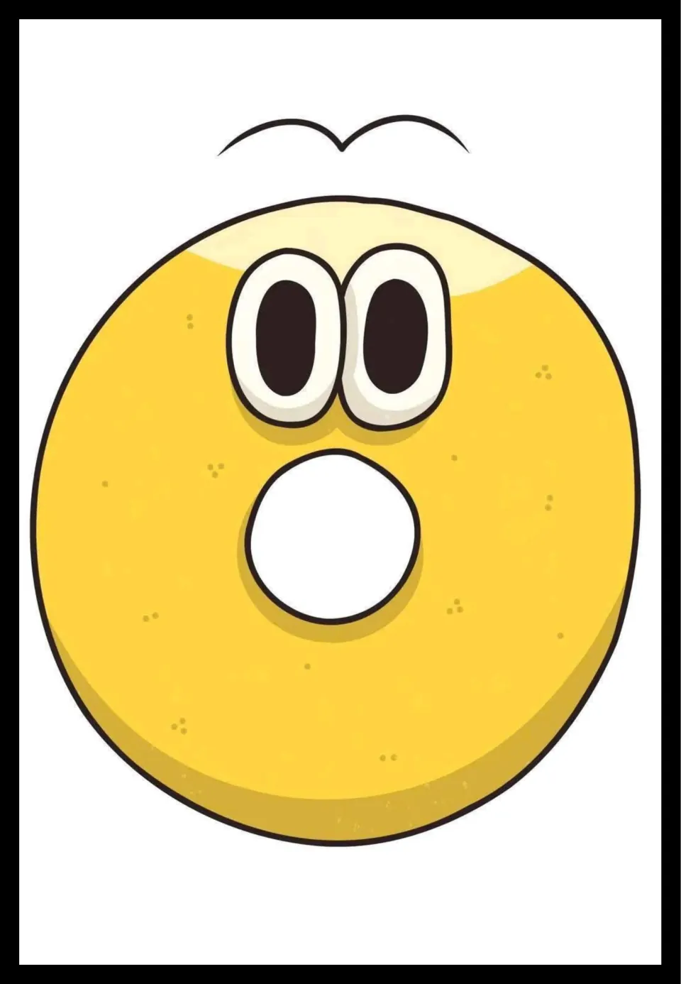 Lowercase o vowel poster featuring a yellow letter with a cartoon face, one of five classroom posters